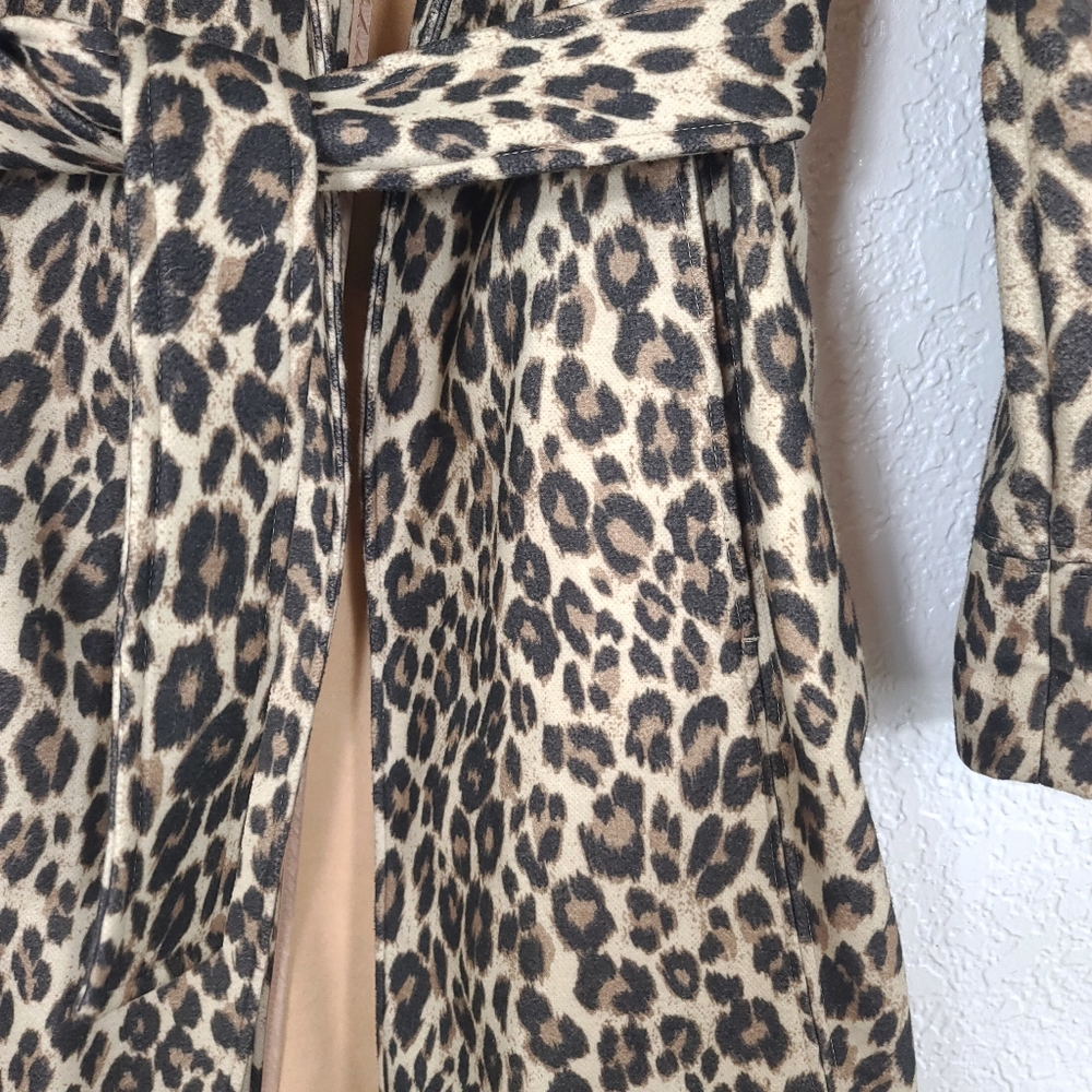 Chico’s Leopard Animal Print Belted Trench Coat – Fall Wrap Jacket – Small - Picture 8 of 12